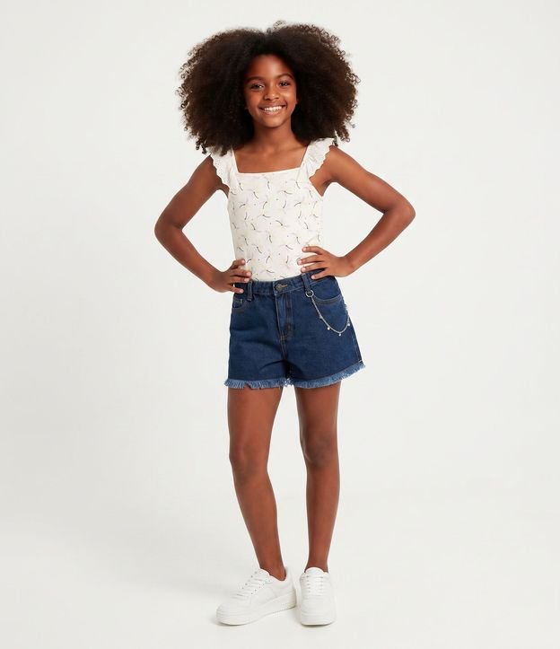 Blusa Infantil en Algodón Estampado Tropical - Talle 5 a 14 años