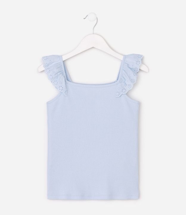 Blusa Slim Infantil en Rib con Volados en Broderie – Talle 5 a 16 años 2