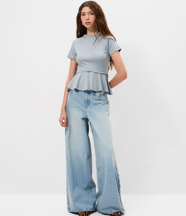 Blusa Peplum en Punto Roma con Detalle de Cinturón 2