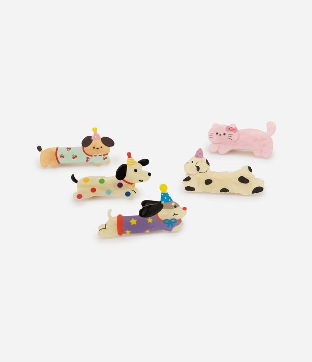 Kit 05 Pinzas Infantil con Formato Cachorros y Gatos – Talle U