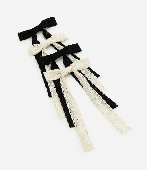 Kit 04 Pinzas Infantil con Lazo en Laise Broderie – Talle U