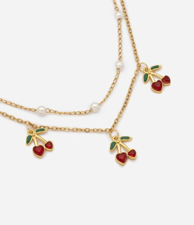 Kit Pulsera Infantil en Metal con Cerezas y Perlas - Talle U 1