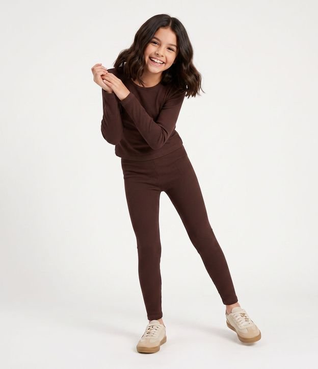 Pantalón Legging sin Costura en Poliamida con Cintura Ancha - Talle 5 a 14 años