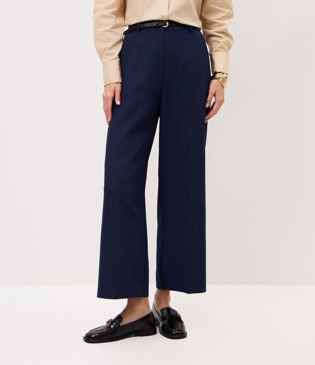 Pantalón Recto Sastre con Cinturón Fino en PU 3