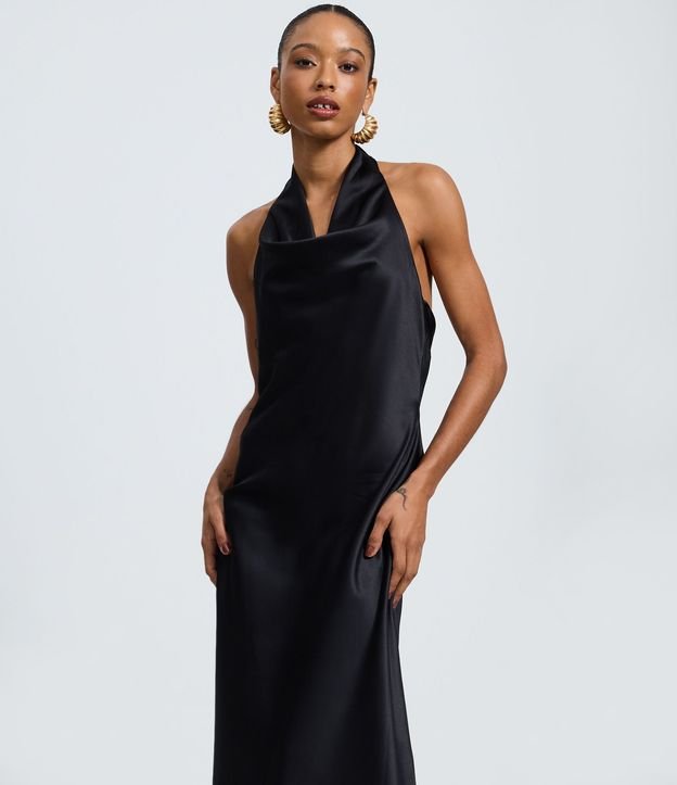 Vestido New Midi en Satén con Escote Degagê 2