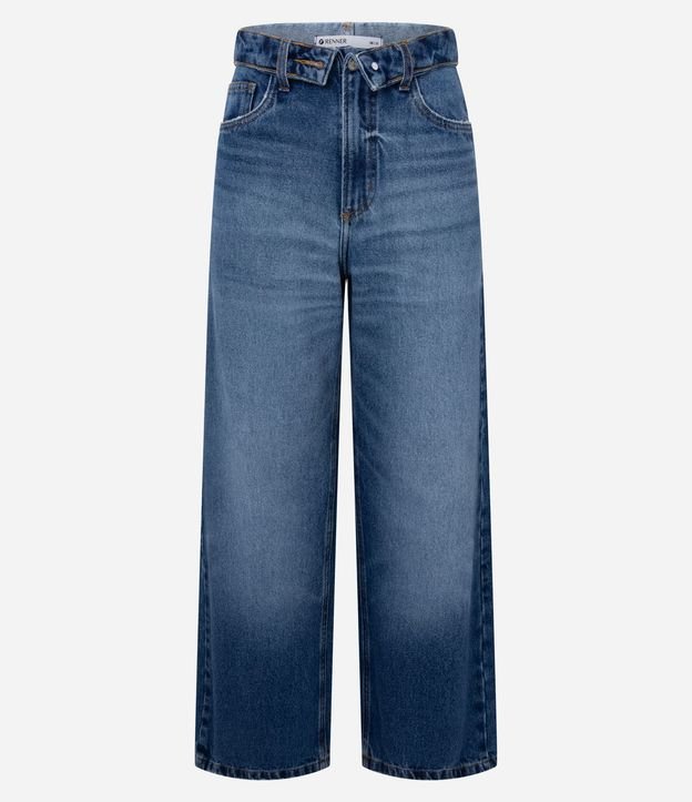 Pantalón Wide Leg en Jeans con Cintura Virado