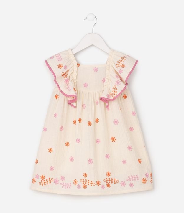 Vestido Evasê Infantil con Bordados Florales – Talle 1 a 6 años 2