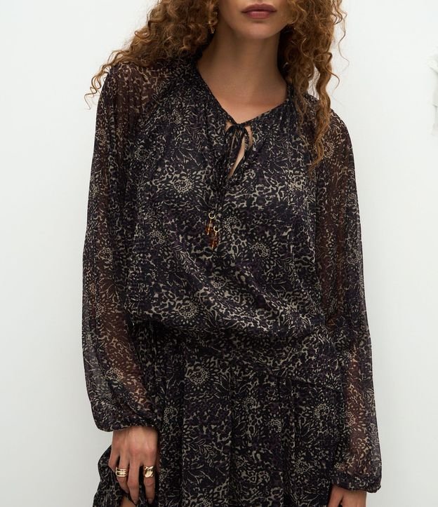 Vestido en Chiffon con Transparencia y Estampa de Animal Print 4