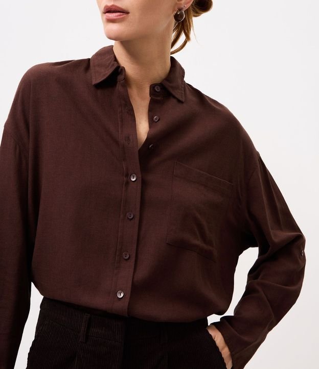 Camisa Oversized en Viscolino con Puños Ajustados 4