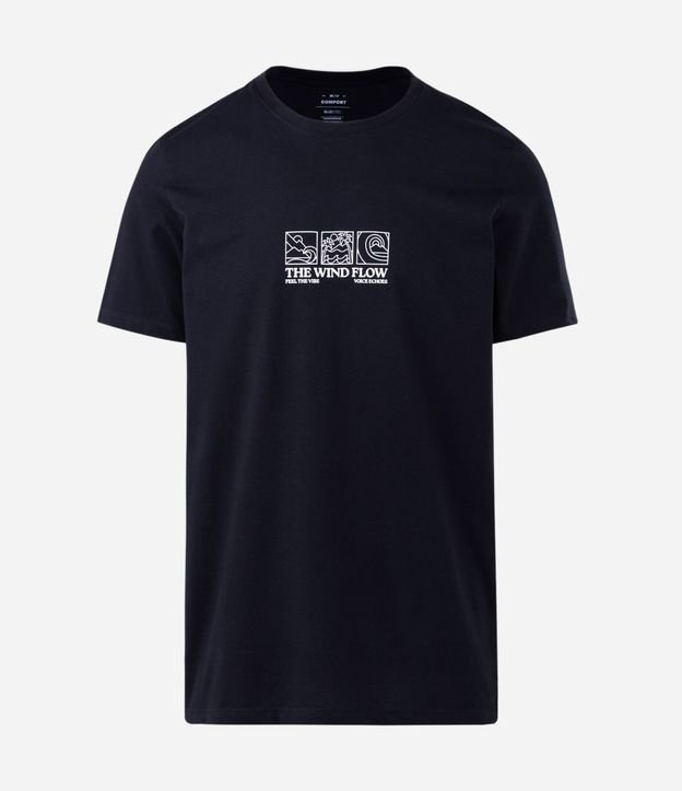Remera Regular Manga corta en Algodón con Lettering e Ícones 1