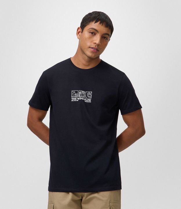 Remera Regular Manga corta en Algodón con Lettering e Ícones