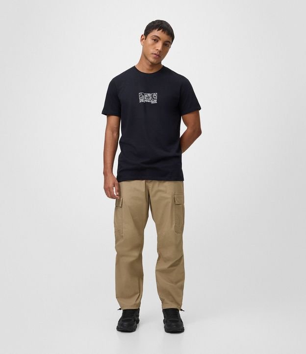 Remera Regular Manga corta en Algodón con Lettering e Ícones 2
