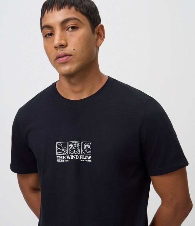 Remera Regular Manga corta en Algodón con Lettering e Ícones 4