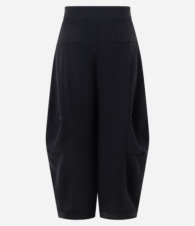 Pantalón Barrel en Viscosa con Pliegue Lateral y Cinturón en PU 6