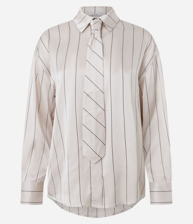 Camisa Satinada Rayada con Corbata 5