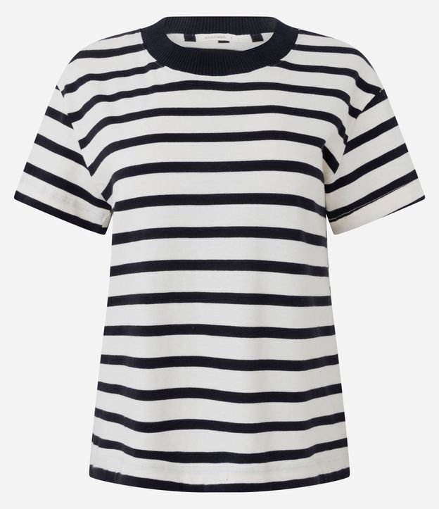 Blusa Rayada en Algodón con Cuello Contrastante 5