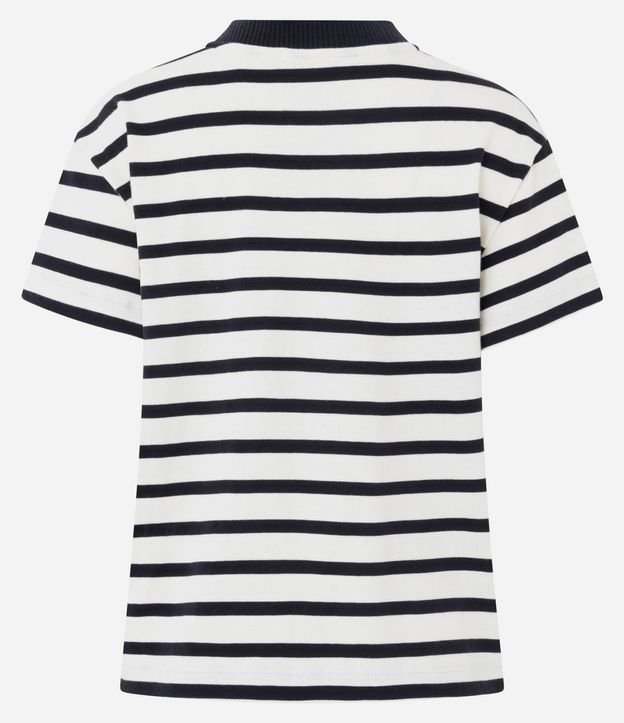 Blusa Rayada en Algodón con Cuello Contrastante 6