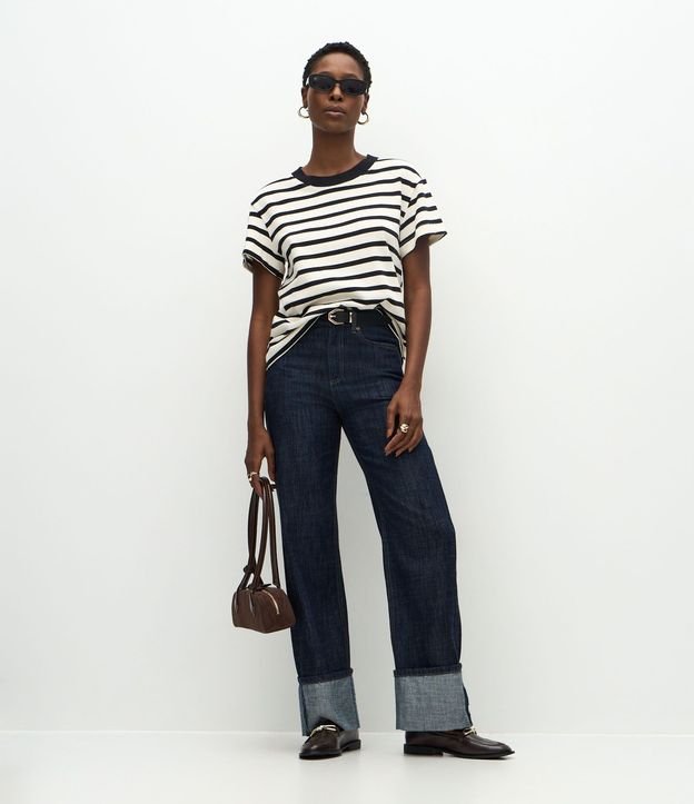 Blusa Rayada en Algodón con Cuello Contrastante 2