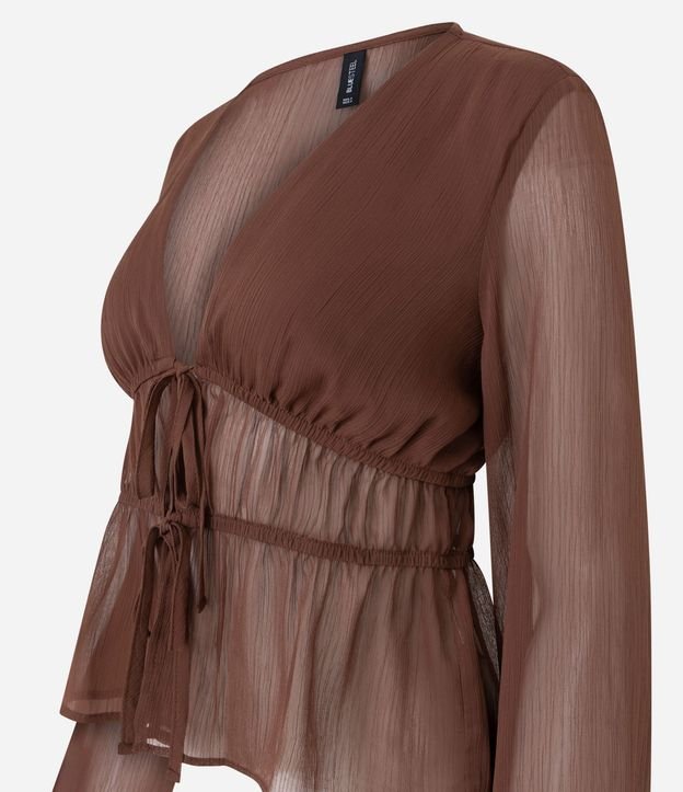 Blusa Manga larga en Chiffon con Escote V 6