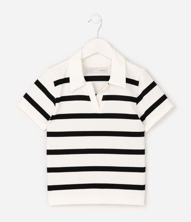 Blusa Infantil Rayada en Seamless con Cuello Polo – Talle 5 a 14 años 2