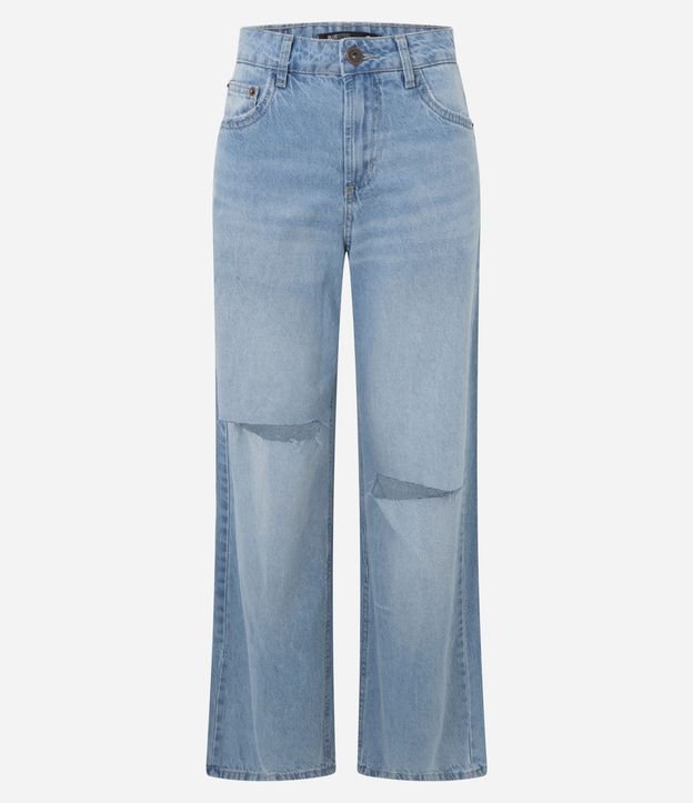 Pantalón Wide en Jeans con Cintura Baja y Rasgos Delanteros 5