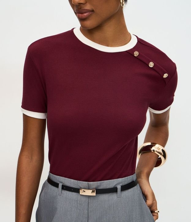 Blusa Manga Corta en Rib con Botones en el Hombro 4