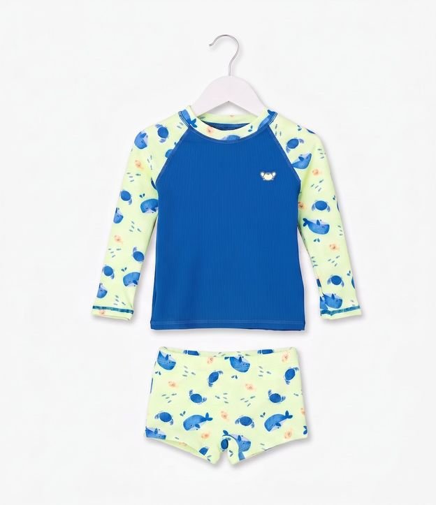 Conjunto Playero Infantil UV Estampado Tiburón - Talle 1 a 4 años
