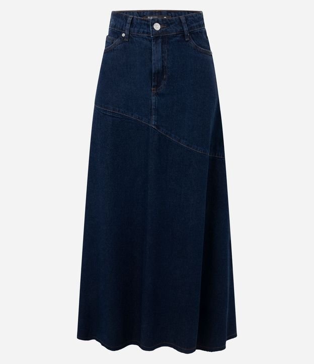 Pollera Midi en Jeans con Cintura Alta y Recorte Delantero 5