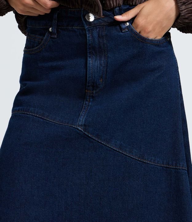 Pollera Midi en Jeans con Cintura Alta y Recorte Delantero 4