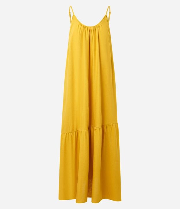 Vestido Largo en Viscolino con Escote U y Breteles Finos