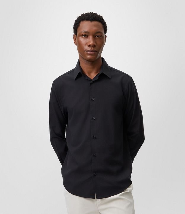 Camisa Regular en Fibra de Seda