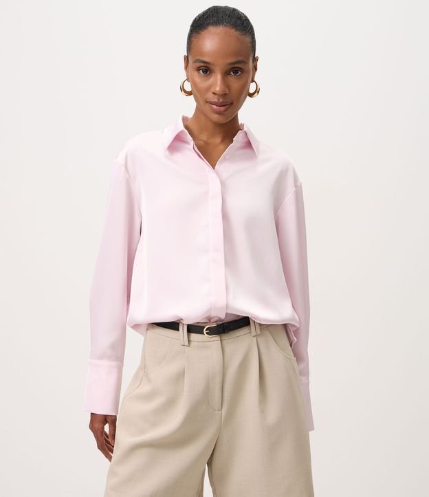 Camisa Satinada con Cuello Clásico
