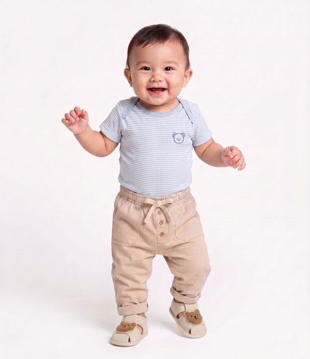 Pantalón Infantil con Bolsillos Aplicados y Botones Decorativos - Talle 0 a 18 meses 2