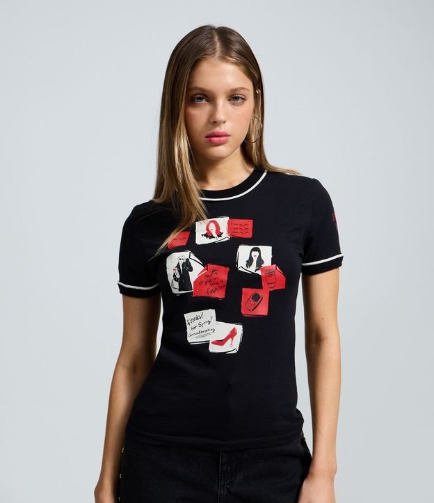 Remera en Algodón con Estampa del Diablo Viste  a la Moda