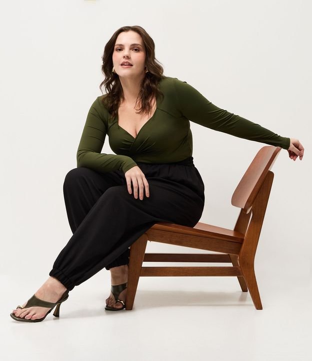 Blusa Manga Larga con Escote Traspasado Curve & Plus Size 2