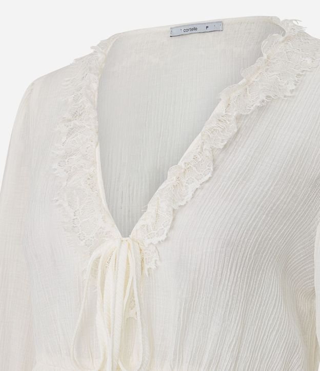 Blusa Femenina Crinkle con Encaje y Modelado Fluído 6