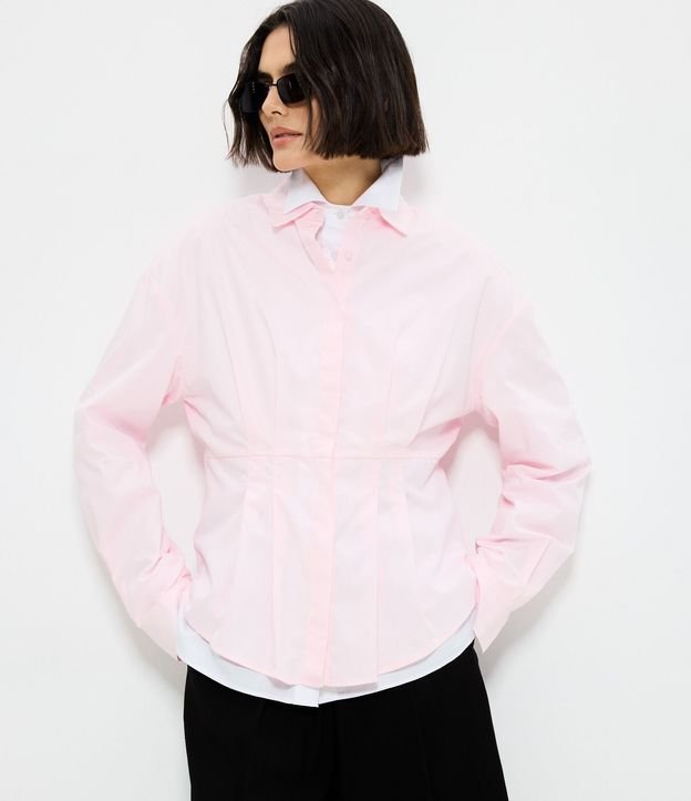 Camisa en Algodón con Pliegues y Botones