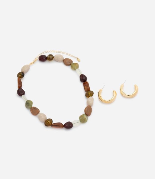 Conjunto Collar Corto en Resina y Caravanas Aro 2