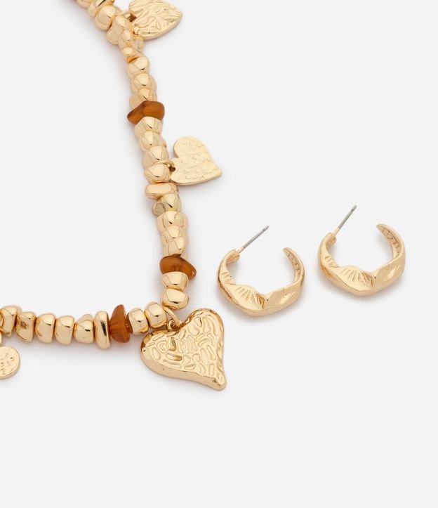 Conjunto de Collar con Colgantes de Corazón y Caravanas Aro 1
