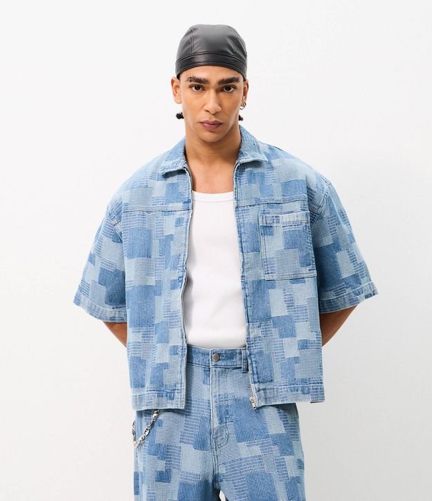 Camisa Boxy en Jeans Jacquard con Cremallera 2