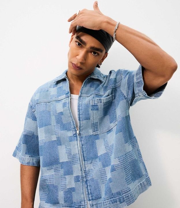 Camisa Boxy en Jeans Jacquard con Cremallera 3