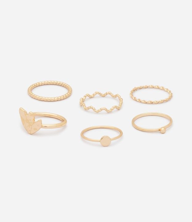 Kit 06 Anillos Finos en Metal con Formatos Variados 2