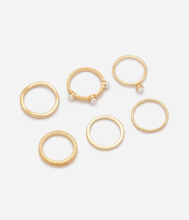 Kit 06 Anillos Metalizados con Diseño Fino