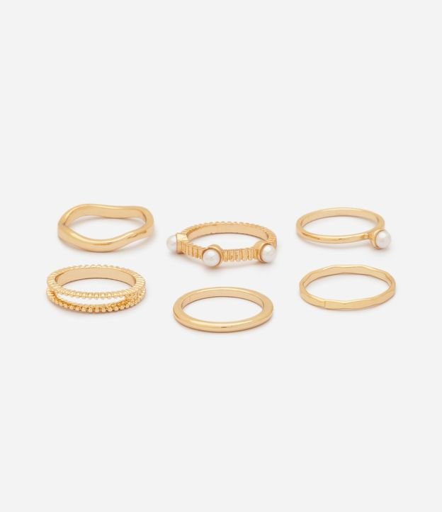 Kit 06 Anillos Metalizados con Diseño Fino 2