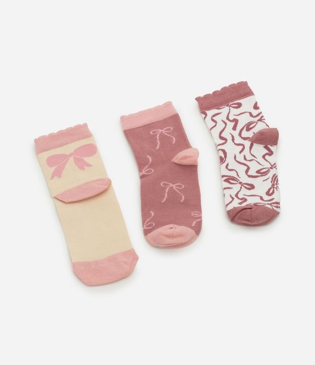 Kit 3 Medias Infantiles con Moñitas - Talle 19 al 34 2