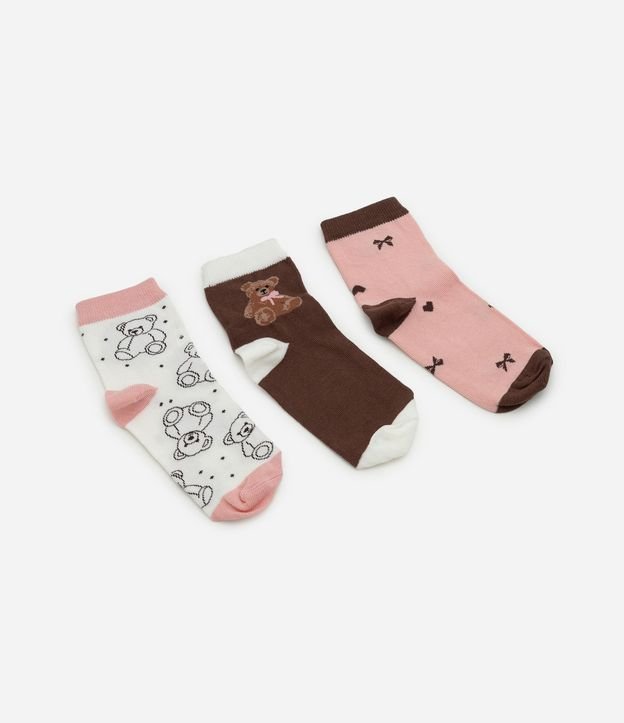 Kit 03 Pares de Medias Infantil con Estampa de Osito – Talle 19 a 34