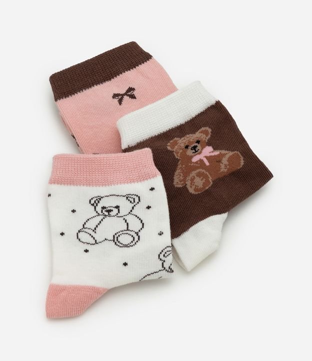 Kit 03 Pares de Medias Infantil con Estampa de Osito – Talle 19 a 34 3