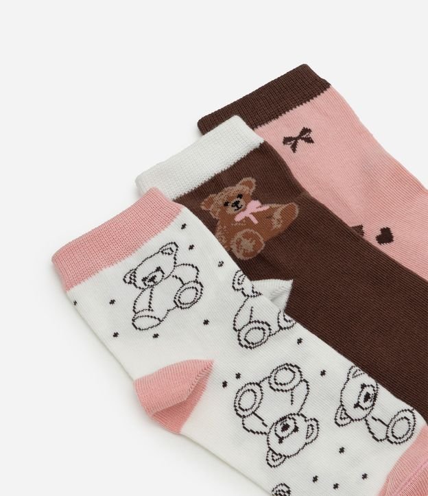 Kit 03 Pares de Medias Infantil con Estampa de Osito – Talle 19 a 34 4