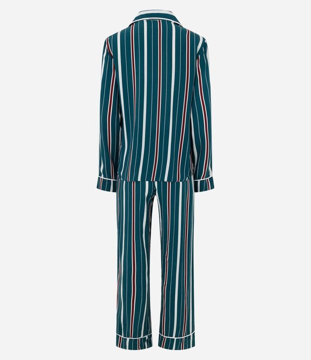 Pijama Largo Americano en Viscosa con Estampa de Rayas 7
