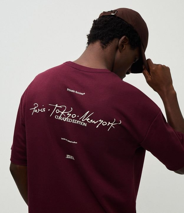 Remera Oversized en Algodón con Lettering Paris Tokyo New York